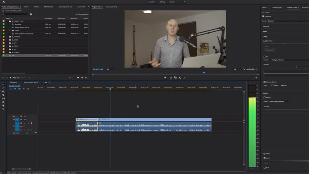 widok adobe premiere jak wyciąć pomyłkę w środku zdania